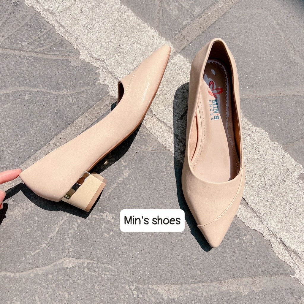 Min's Shoes - Giày Da Mềm Gót Vuông 3P V228