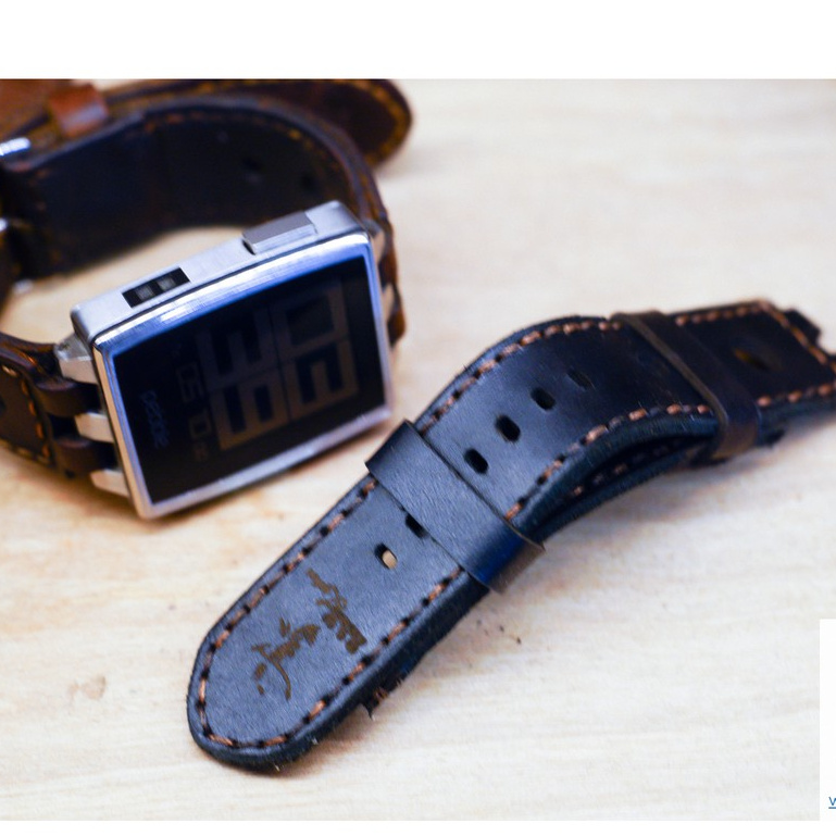 Dây đồng hồ RAM Leather vintage cho pebble steel da bò thật