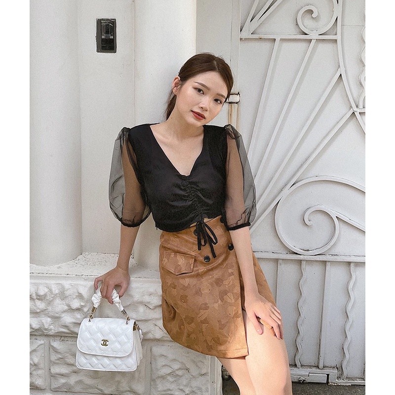 Áo Tay Voan Tút Dây Trước Ngực - AK22051