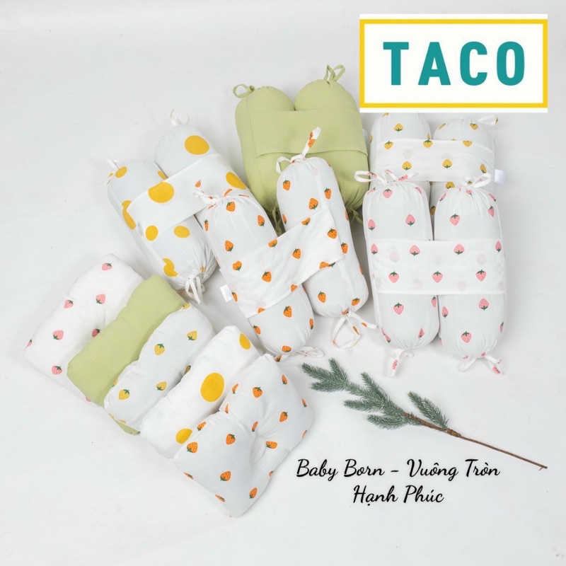 Bộ gối chặn chống giật mình và gối lõm đầu Hullo/Taco cho bé sơ sinh (Mẫu mới)