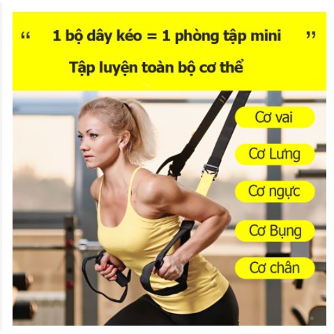 Dây kháng lực tập gym TRX P3, dây treo kháng lực đa năng tập Gym chính hãng TOPBODY-DTREO01