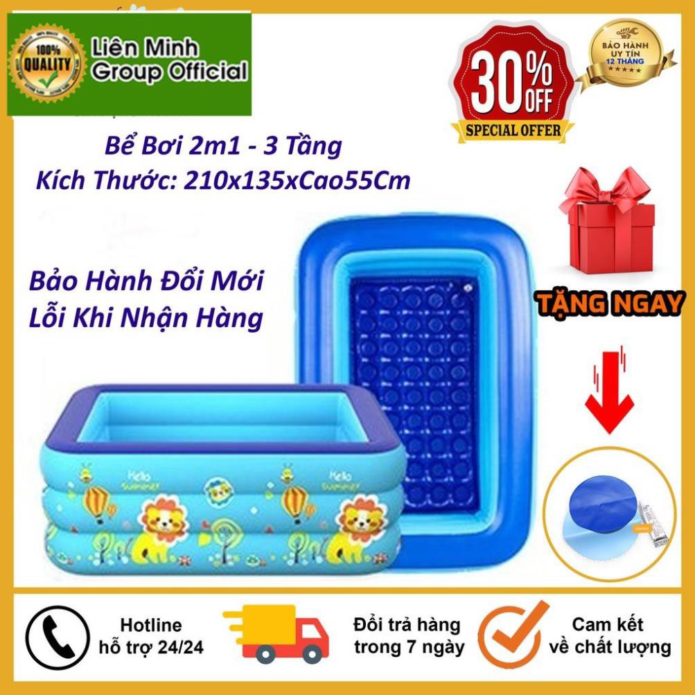 Bể Bơi Phao Kích Thước 2M1 ( 210x135xCao55Cm ) 3 Tầng Cho Bé, Hàng Loại 1 Có Đáy Chống Trượt, An Toàn Khi Sử Dụng