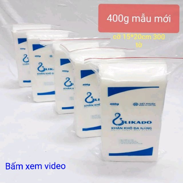 MẪU MỚI Combo 5 bịch khăn khô đa năng likado 400g 300 tờ 1 bịch cỡ 15*20cm 1 tờ