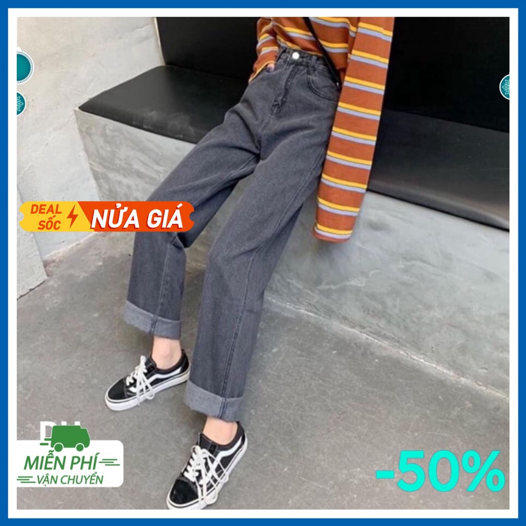 Quần jean nữ ống rộng quần bò nữ lưng cao ống suông đứng  phong cách Hàn Quốc Ullzang thời trang đường phố 4 mùa | BigBuy360 - bigbuy360.vn