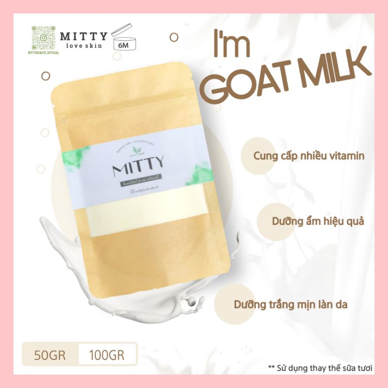Bột Sữa Dê Đắp Mặt Trắng Da Handmade Mitty