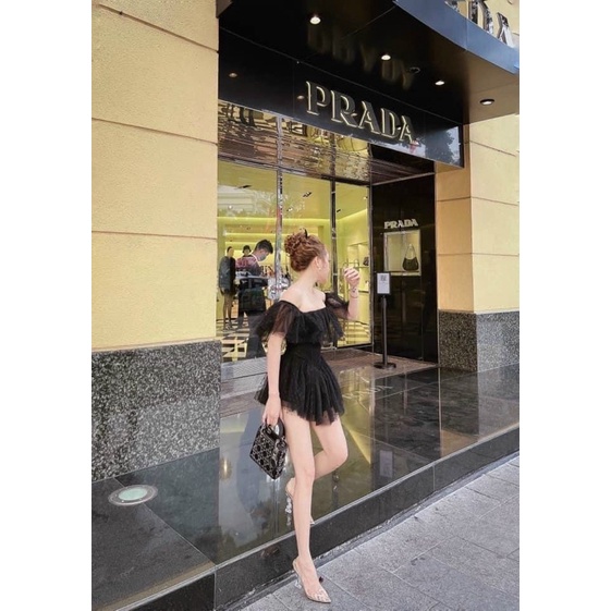 Jump bi lưới ngắn xoè bẹt vai bèo Đen Trắng Nude đi chơi dạo phố dự tiệc sang trọng dễ thương hotgirl tk du lịch đi cafe | BigBuy360 - bigbuy360.vn