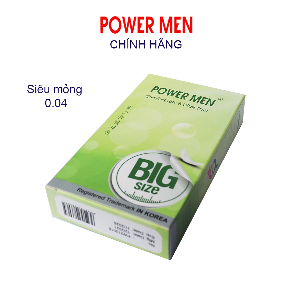 Bao cao su POWER MEN siêu mỏng size lớn 55mm Hộp 12 bcs - Bao cao su size to