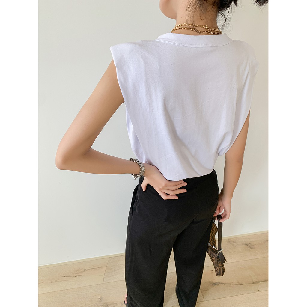 Áo Cotton Nữ Cao Cấp Trơn Cổ Tròn Không Tay Độn Vai Thời Trang Trẻ Trung Sugal TOP NU 033