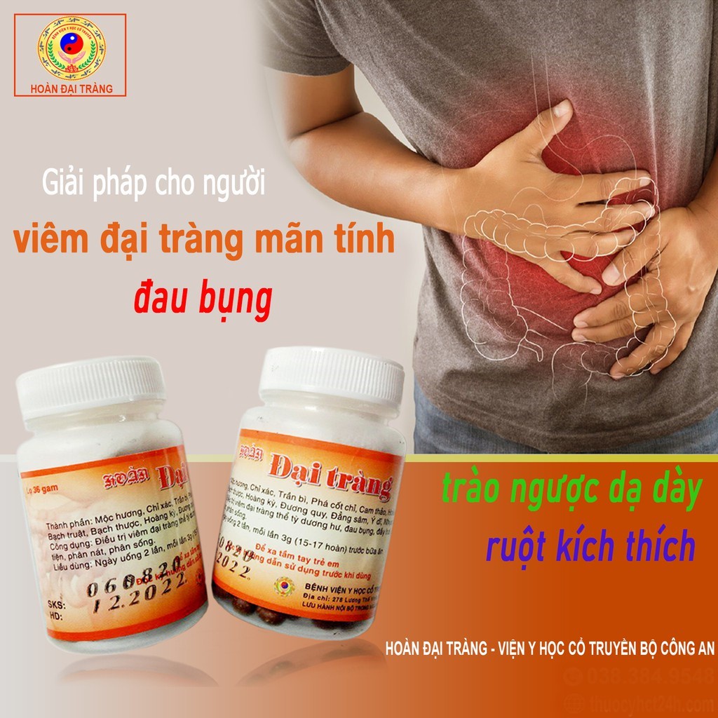 Đại tràng hoàn, Sản phẩm của viện YHCT BCA chuyên dùng cho đại tràng cấp mãn tính, co thắt, đau bụng, Trào ngược