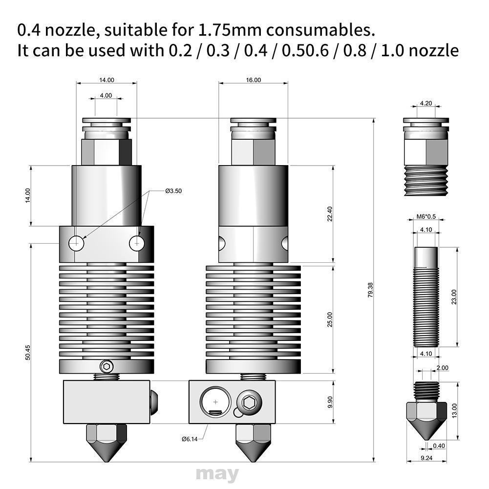 Đầu Phun Nhiệt 1.75mm 0.4mm Cho Creality Cr 10s Pro | BigBuy360 - bigbuy360.vn