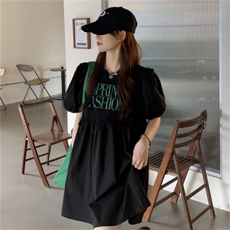 Đầm Búp Bê Tay Phồng Ngắn 2022 Thời Trang Hàn Quốc Cho Nữ