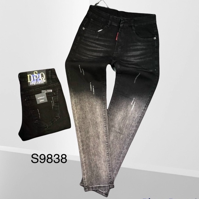 Quần jean nam ống ôm màu đen loang trắng  chất bò co giãn bốn chiều thời trang cao cấp VBSHOP9838