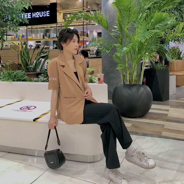 Áo khoác blazer tay ngắn 1 lớp cộc tay ulzzang - áo khoác ngoài - áo Blazer kiểu vest 1 lớp ngắn tay style Hàn Quốc | BigBuy360 - bigbuy360.vn