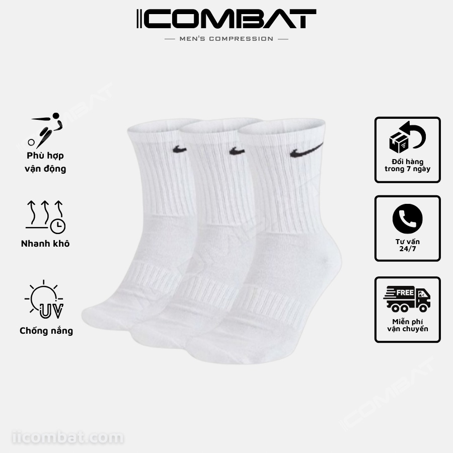 Combo tất vớ dệt kim Nike Everyday cổ cao unisex thể thao bóng đá