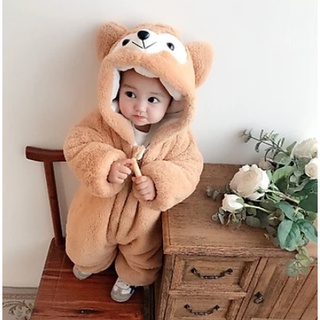Bộ body gấu lông chất nỉ cho bé