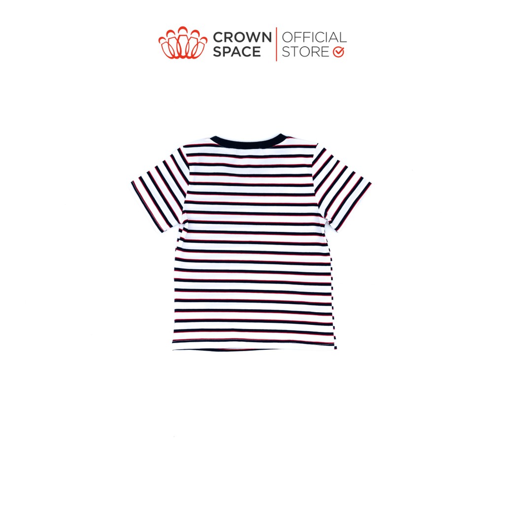 Áo Phông Kẻ New York Bé Trai Crown Kids Fashion CKBS2110709.W TShirt Vải Cotton Thoáng Mát Từ Size 5-10