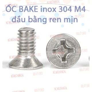 [SIÊU RẺ] ỐC BAKE inox 304  M4 đầu bằng lỗ chữ thập ren mịn
