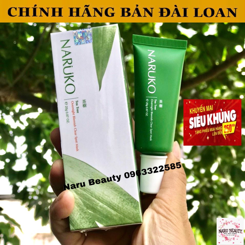 (CHÍNH HÃNG ĐÀI LOAN) Naruko kem bôi mụn ban đêm tràm trà TEA TREE OVERNIGHT BLEMISH CLEAR SPOT MASK