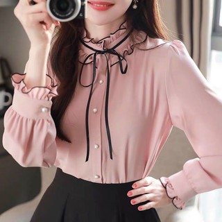  Áo voan cổ bèo thắt nơ xinh xắn TTSA0910 