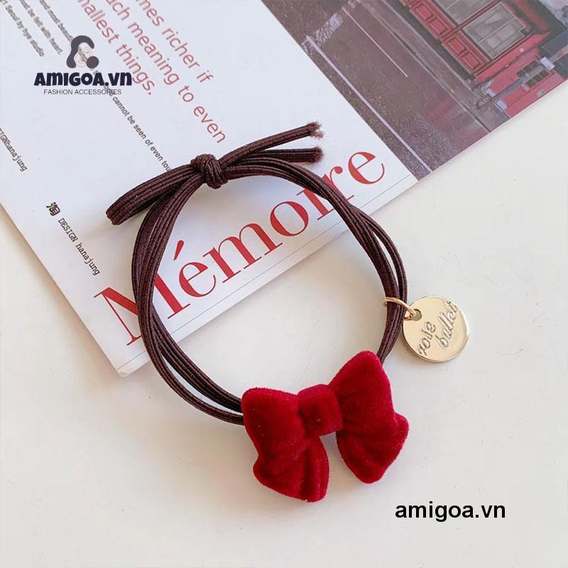 ✨✨Dây Buộc Tóc Da Họa Tiết Bướm Phong Cách Retro Đơn Giản Cho Nữ