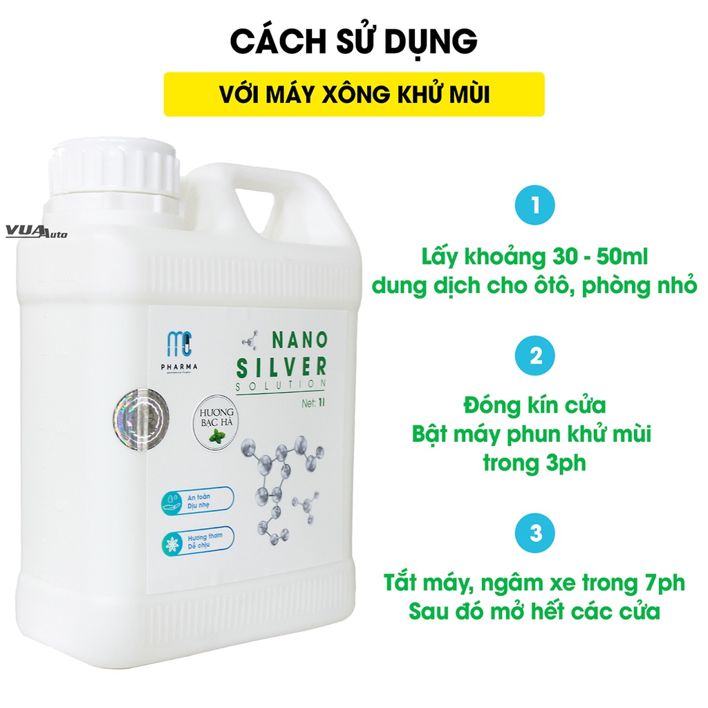 Dung dịch diệt khuẩn Nano Bạc khử mùi sát khuẩn dùng cho máy phun tạo khói xông xe ô tô phòng ở hãng Mc Pharma