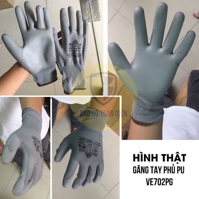 Combo 5 đôi găng tay bảo hộ. Găng tay sợi phủ PU nhập khẩu. Găng làm vườn, đóng gói, sắp xếp, sửa chữa, chạy xe,...