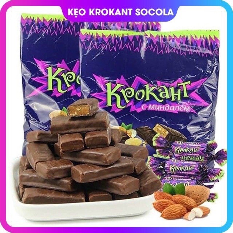 Kẹo socola Tím Krokant Hạnh Nhân Nga 105k/ gói 500g