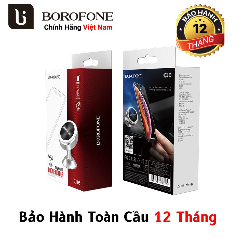 Giá đỡ nam châm trên xe hơi cho điện thoại Borofone BH5 - Hai màu đen , trắng