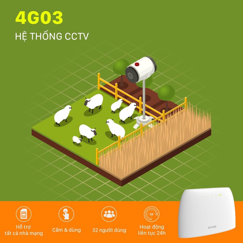 Bộ phát wifi Tenda 4G dùng sim 4G180/4G03 - Hàng chính hãng, bảo hành 36 tháng