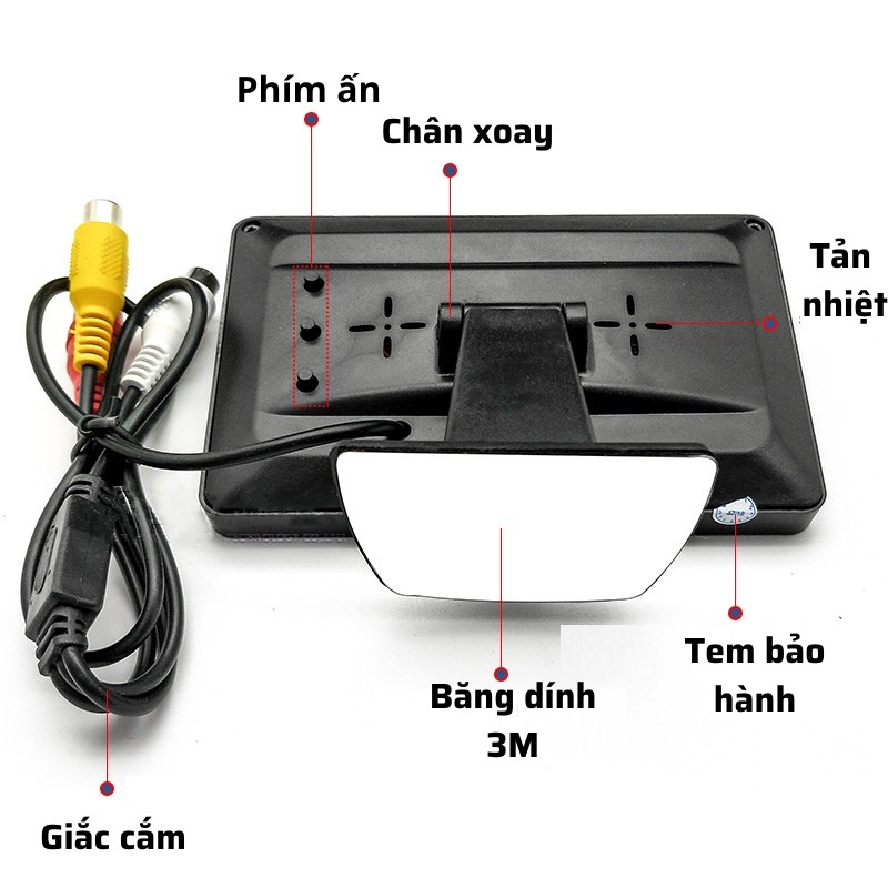 Màn hình 4.3 inch hiển thị hình ảnh của camera lùi, camera cập lề cho xe tải, xe con. Nội thất ô tô Donmic.