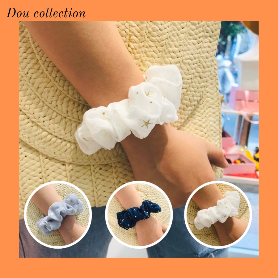 [Nowship2h] Cột Tóc, Dây Cột SCRUNCHIES Ngôi Sao Nhiều Màu - Mã DT002