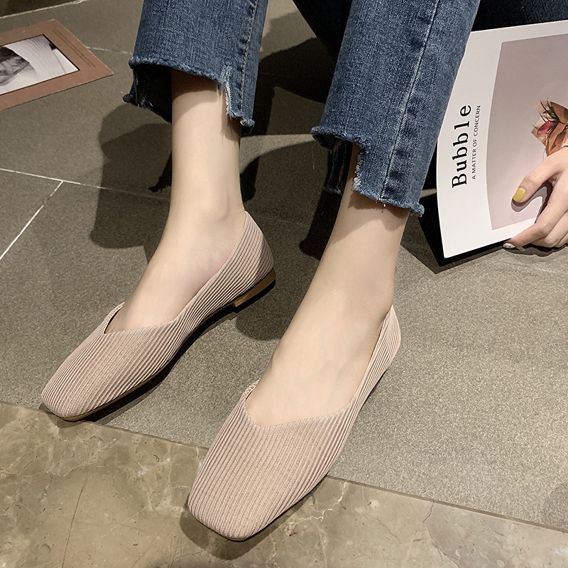 Giày búp bê nữ đế bệt mũi vuông phong cách Hàn Quốc