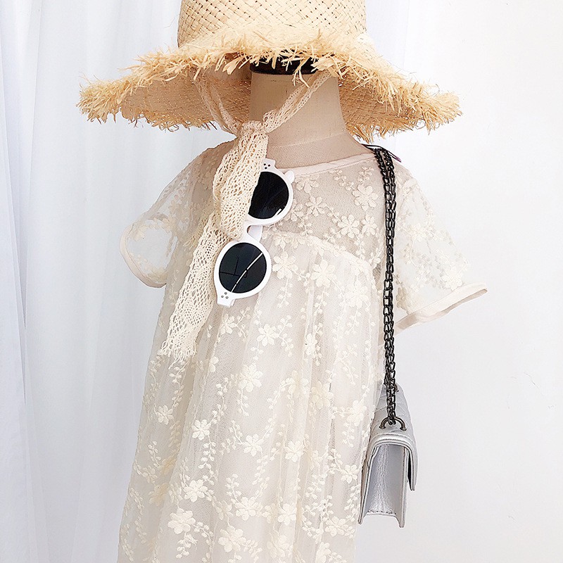 Đầm công chúa voan kem hoa Váy đầm babydoll bé gái