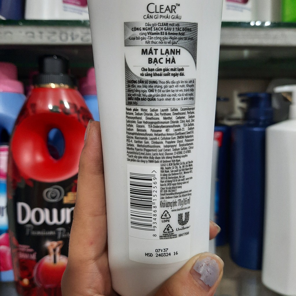 Dầu Gội Clear Mát Lạnh Bạc Hà 170g