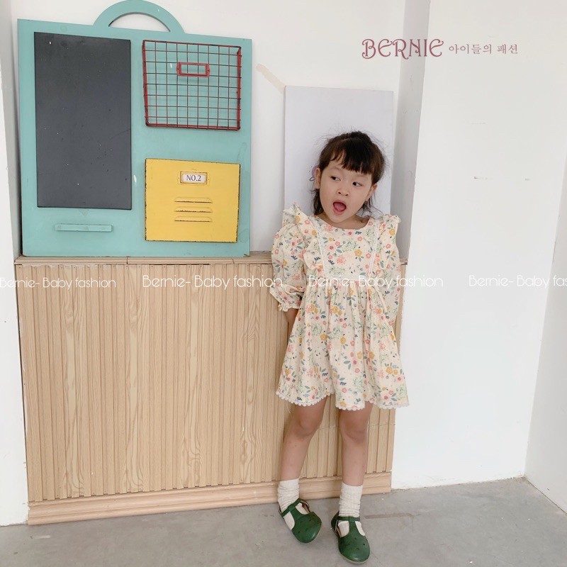 Váy thô dài tay thu đông phối ren ngực cho bé từ 9 đến 19kg_Bernie Kids