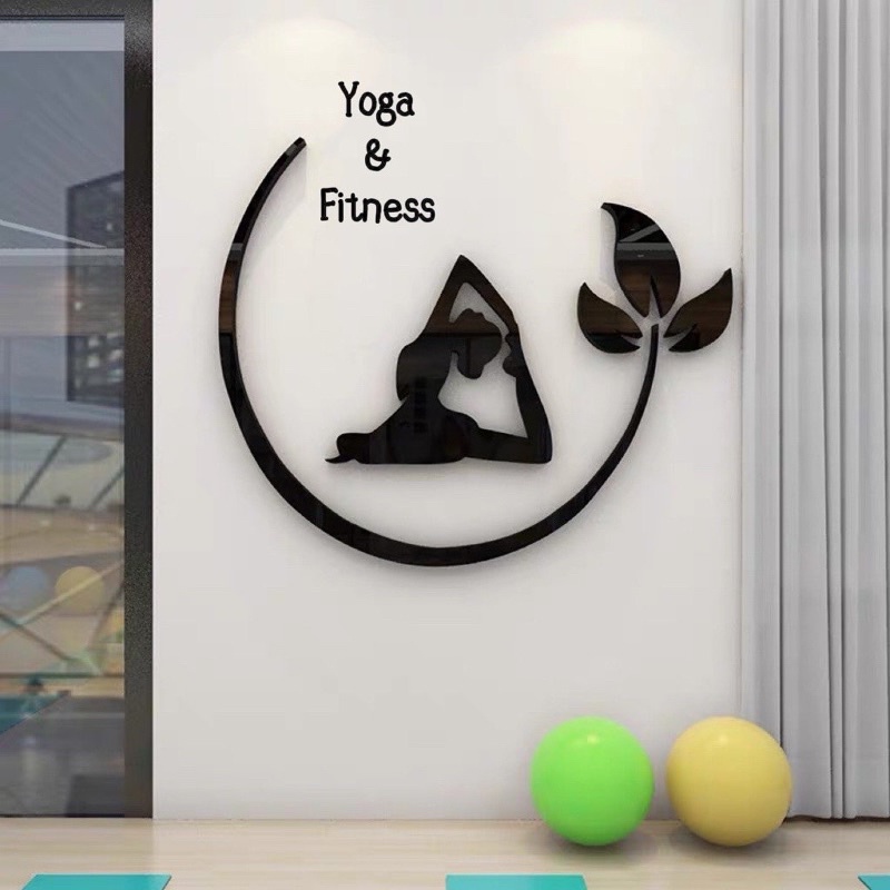 Tranh dán tường mica dán nổi tranh trí phòng tập yoga, thể dục thể thao, shop bán đồ tập