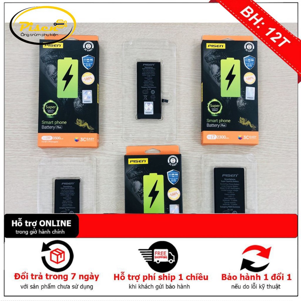 🔰 [ FREE SHIP ] Pin Pisen Dragon Dung lượng siêu cao cho iphone 6/ 6s/ 6 plus/ 6s plus/ 7/ 7 plus/8/8plus- ✅