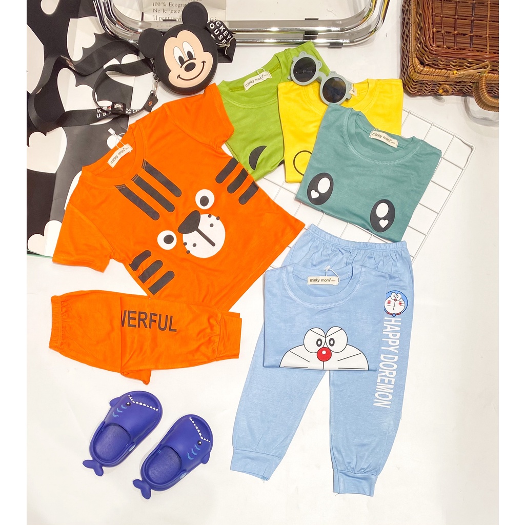 Bộ Tay Ngắn Quần Dài THUN LẠNH MINKY MOM In Hình Dễ Thương Cho Bé TN-IN91