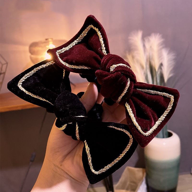 Dây Cột Tóc Nơ Màu Đen Bằng Nhung Phong Cách Hàn Quốc Thời Trang Xinh Xắn Cho Nữ