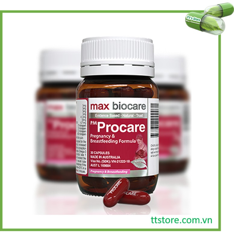 PM PROCARE (Lọ 30 viên) Max Biocare - Vitamin, khoáng chất cho phụ nữ mang thai, cho con bú [pmprocare, prokare]