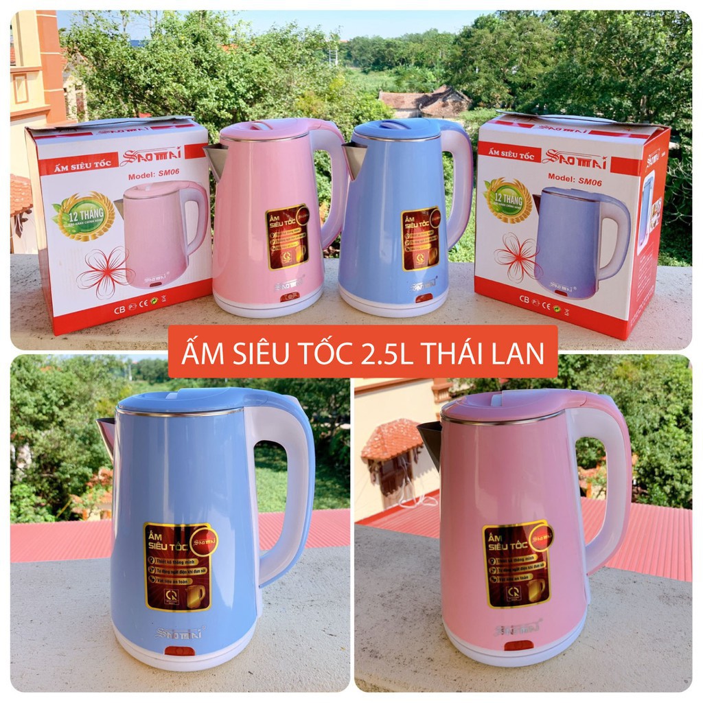 Ấm Siêu Tốc Đun Nước Thái Lan 2.5 Lít - Ấm đun nước siêu tốc chống nóng, chống giật, Tự Động Ngắt Khi Sôi - BH 12 tháng