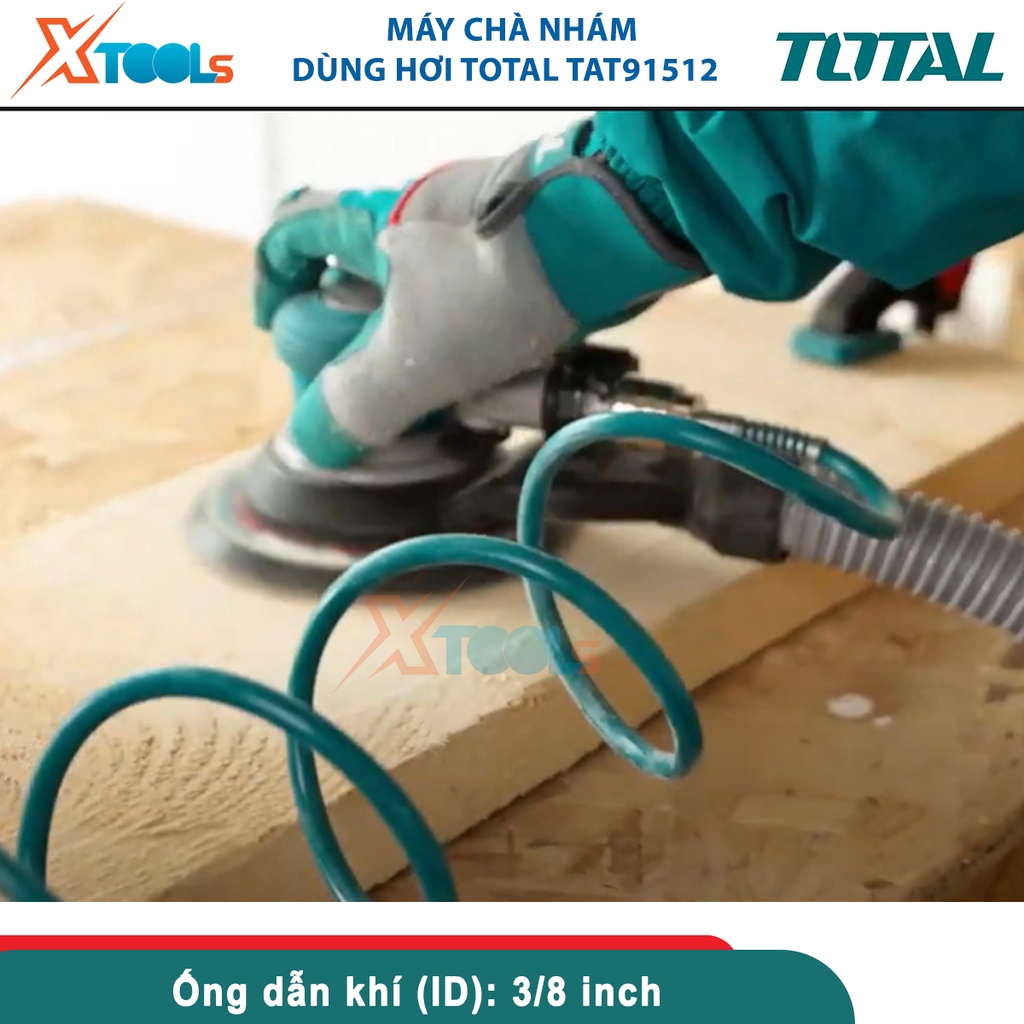 Máy chà nhám 6&quot;/150mm Total TAT91512, máy chà nhám dùng hơi, đầu hút pt 1/4inch tốc độ không tải 10500-CHÍNH HÃNG-XTOOLS