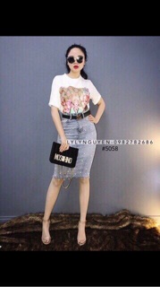 Chân váy bò dài dáng Body