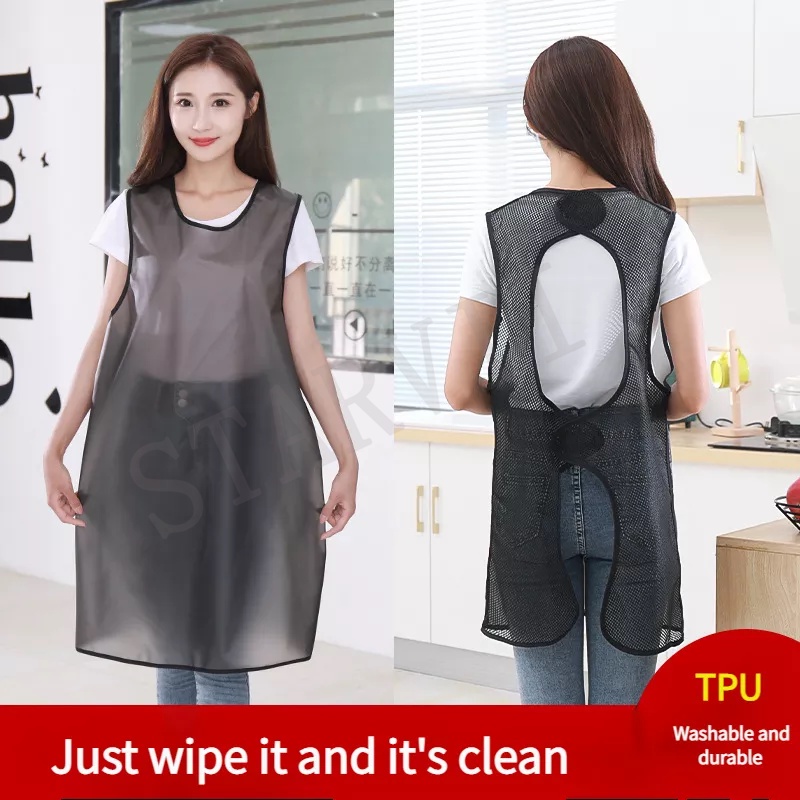 Tạp Dề Trong Suốt Chống Thấm Nước Và Dầu Tiện Dụng，tạp dề nấu ăn