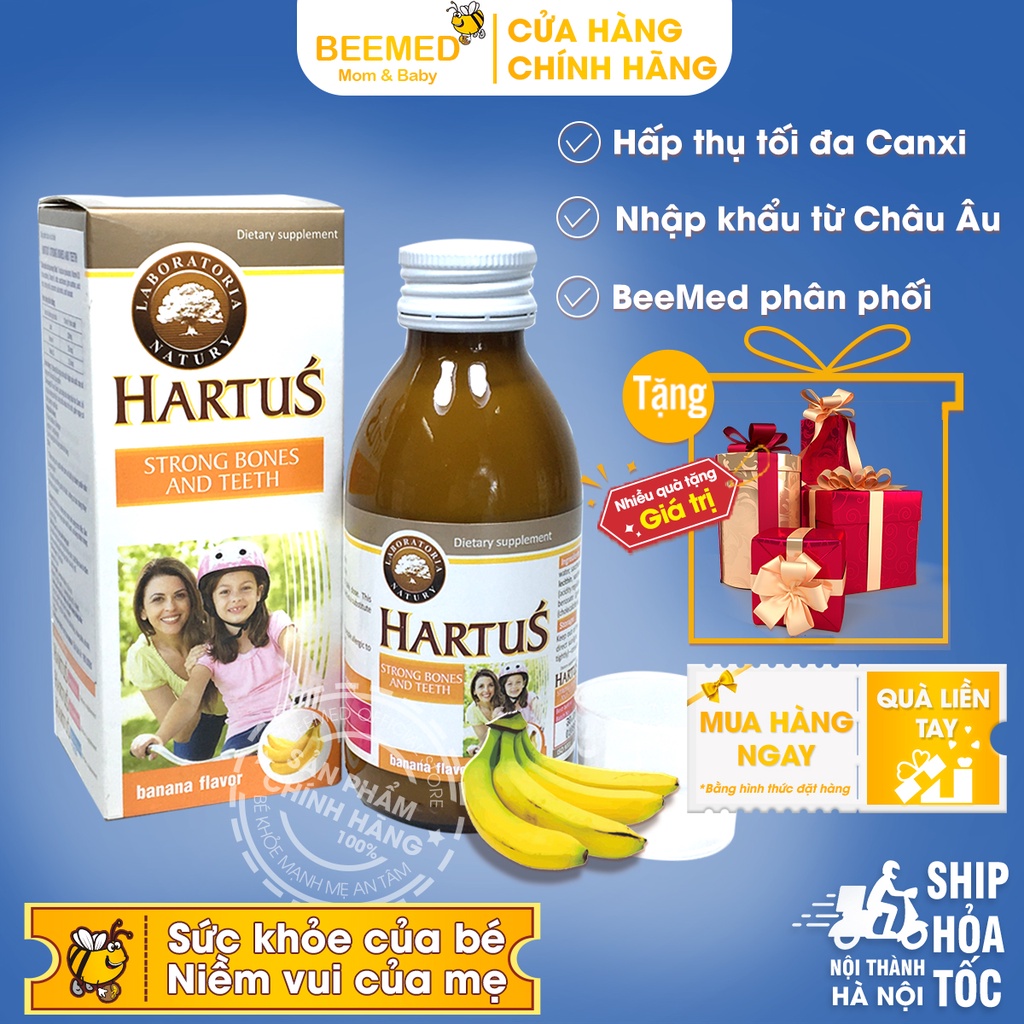Canxi Hartus cho bé - Bổ sung canxi cho bé từ 4 tháng tuổi - Siro Hatus Tăng cường hấp thu Canxi Viatmin D Vitamin K