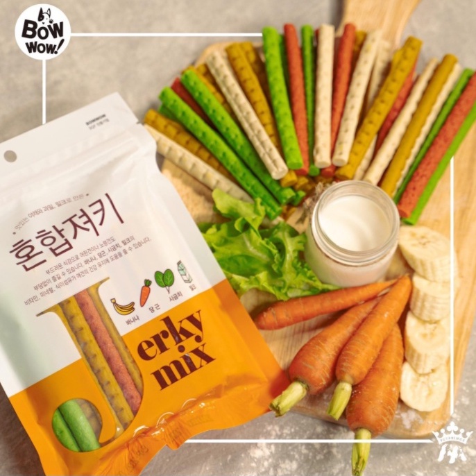 [DINH DƯỠNG CAO] JERKY HỖN HỢP CHO CHÓ BOWWOW BỊCH 280G - ĂN VẶT CHO CHÓ MÈO - BÁNH THƯỞNG CHO CHÓ MÈO