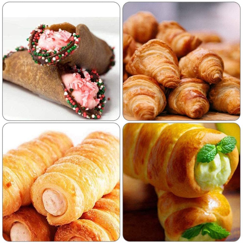 Set 12 Khuôn Làm Bánh Sừng Bò Croissant Bánh Mì / Cannoli Siêu Bền