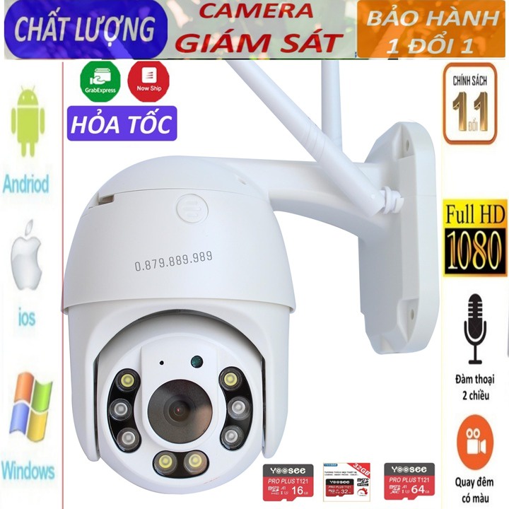 Camera ngoài trời yoosee Ptz 8led 3.0 siêu nét quay quét 360 độ, đàm thoại 2 chiều, có màu ban đêm