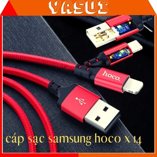 Cáp sạc samsung hoco x14 gồm đầu cáp samsung cáp type-c micro usb và cáp ip, ưu điểm sạc nhanh, dài 1m/2m bảo hành 1 năm