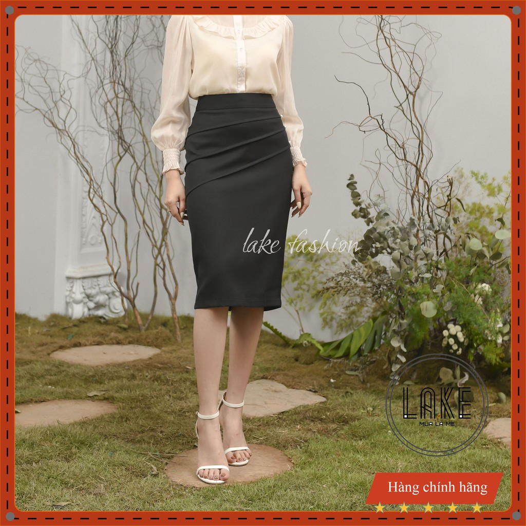 Chân váy công sở, váy chân bút chì, đính ngọc xếp ly chéo xẻ sau | BigBuy360 - bigbuy360.vn